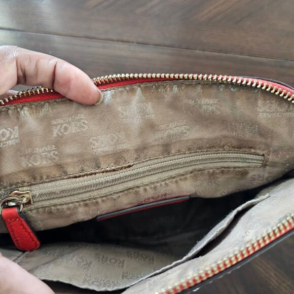 Michael Kors Red Cindy Dome Leather Chain Crossbody Bag - Picture 7 of 8